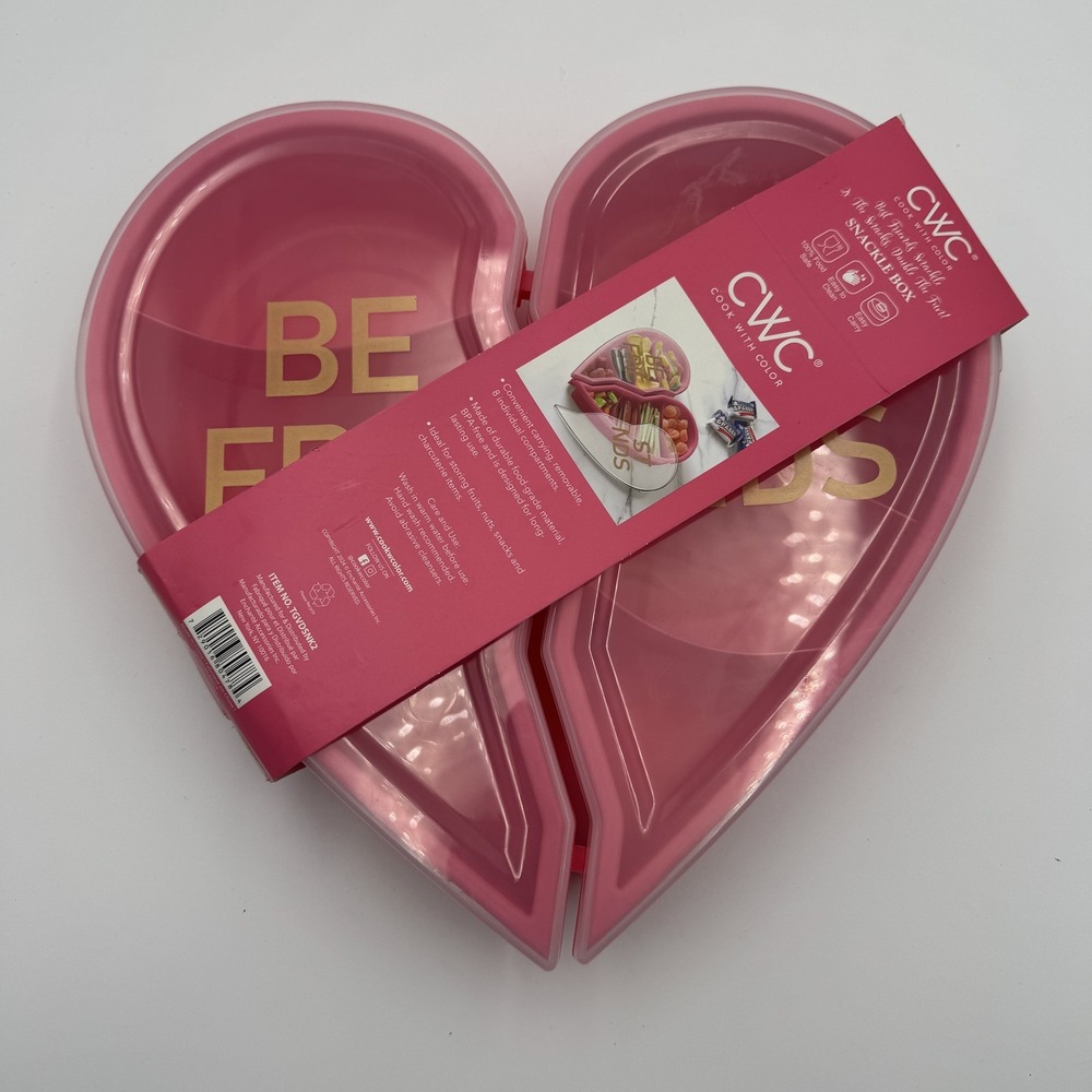 Cook With Color Best Friends Heart Snackle Box 8 Compartment Pink NWT